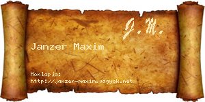 Janzer Maxim névjegykártya
